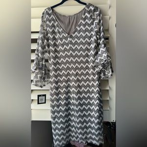 Marina Dress - Gunmetal/Silver Size 10 - Fully Lined - NWT